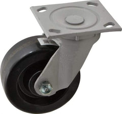 Fairbanks - 5" Diam x 2" Wide x 6-1/2" OAH Top Plate Mount Swivel Caster - Phenolic, 1,000 Lb Capacity, Roller Bearing, 4 x 4-1/2" Plate - Eagle Tool & Supply