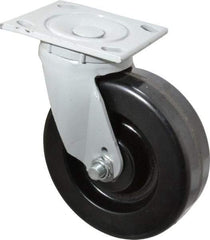 Fairbanks - 6" Diam x 2" Wide x 7-1/4" OAH Top Plate Mount Swivel Caster - Phenolic, 1,200 Lb Capacity, Roller Bearing, 4 x 4-1/2" Plate - Eagle Tool & Supply