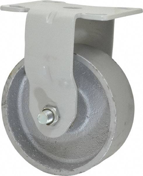Fairbanks - 5" Diam x 2" Wide x 6-1/2" OAH Top Plate Mount Rigid Caster - Semi-Steel, 1,000 Lb Capacity, Roller Bearing, 4 x 4-1/2" Plate - Eagle Tool & Supply