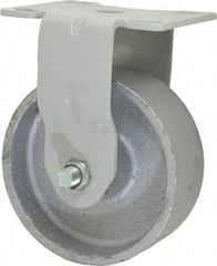 Fairbanks - 5" Diam x 2" Wide x 6-1/2" OAH Top Plate Mount Rigid Caster - Semi-Steel, 1,000 Lb Capacity, Roller Bearing, 4 x 4-1/2" Plate - Eagle Tool & Supply