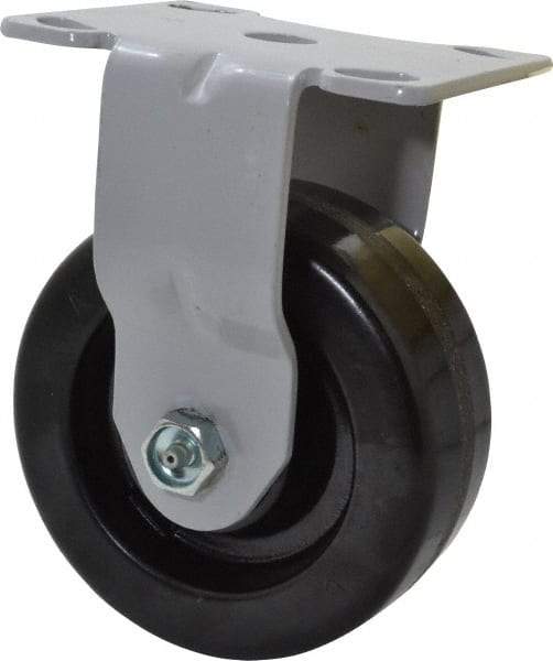 Fairbanks - 5" Diam x 2" Wide x 6-1/2" OAH Top Plate Mount Rigid Caster - Phenolic, 1,000 Lb Capacity, Roller Bearing, 4 x 4-1/2" Plate - Eagle Tool & Supply