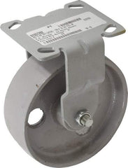 Fairbanks - 6" Diam x 2" Wide x 7-1/4" OAH Top Plate Mount Rigid Caster - Semi-Steel, 1,200 Lb Capacity, Roller Bearing, 4 x 4-1/2" Plate - Eagle Tool & Supply