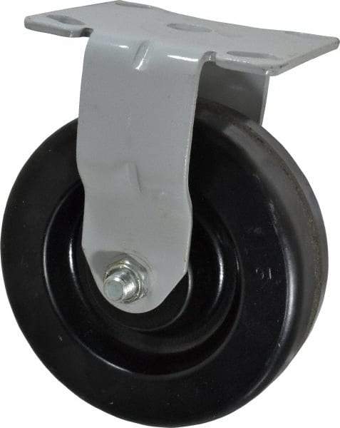 Fairbanks - 6" Diam x 2" Wide x 7-1/4" OAH Top Plate Mount Rigid Caster - Phenolic, 1,200 Lb Capacity, Roller Bearing, 4 x 4-1/2" Plate - Eagle Tool & Supply