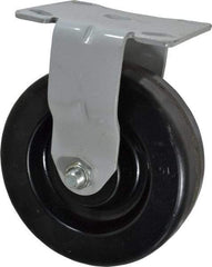 Fairbanks - 6" Diam x 2" Wide x 7-1/4" OAH Top Plate Mount Rigid Caster - Phenolic, 1,200 Lb Capacity, Roller Bearing, 4 x 4-1/2" Plate - Eagle Tool & Supply