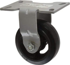 Fairbanks - 5" Diam x 2" Wide x 6-1/2" OAH Top Plate Mount Rigid Caster - Rubber, 350 Lb Capacity, Roller Bearing, 4-1/2 x 6-1/4" Plate - Eagle Tool & Supply