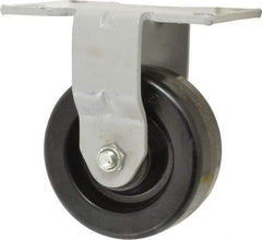 Fairbanks - 5" Diam x 2" Wide x 6-1/2" OAH Top Plate Mount Rigid Caster - Phenolic, 1,000 Lb Capacity, Roller Bearing, 4-1/2 x 6-1/4" Plate - Eagle Tool & Supply