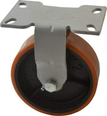 Fairbanks - 6" Diam x 2" Wide x 7-1/4" OAH Top Plate Mount Rigid Caster - Polyurethane, 1,000 Lb Capacity, Roller Bearing, 4-1/2 x 6-1/4" Plate - Eagle Tool & Supply
