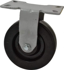 Fairbanks - 6" Diam x 2" Wide x 7-1/4" OAH Top Plate Mount Rigid Caster - Phenolic, 1,200 Lb Capacity, Roller Bearing, 4-1/2 x 6-1/4" Plate - Eagle Tool & Supply