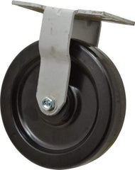 Fairbanks - 8" Diam x 2" Wide x 9-1/2" OAH Top Plate Mount Rigid Caster - Phenolic, 1,200 Lb Capacity, Roller Bearing, 4-1/2 x 6-1/4" Plate - Eagle Tool & Supply