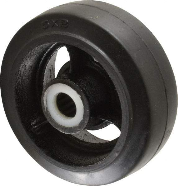 Fairbanks - 5 Inch Diameter x 2 Inch Wide, Rubber Caster Wheel - 700 Lb. Capacity, 2-3/16 Inch Hub Length, 3/4 Inch Axle Diameter, Roller Bearing - Eagle Tool & Supply