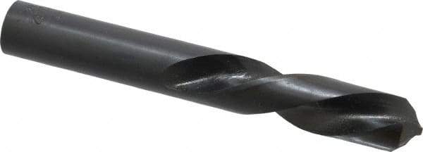 Interstate - 23/32" 118° Spiral Flute High Speed Steel Screw Machine Drill Bit - Bright Finish, Left Hand Cut, 3" Flute Length, 4-3/4" OAL, Standard Point, Straight Shank - Eagle Tool & Supply