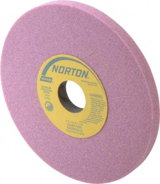 Norton - 7" Diam x 1-1/4" Hole x 1/2" Thick, J Hardness, 46 Grit Surface Grinding Wheel - Aluminum Oxide, Type 1, Coarse Grade, 3,600 Max RPM, Vitrified Bond, No Recess - Eagle Tool & Supply