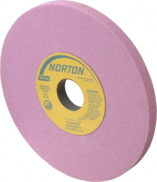 Norton - 7" Diam x 1-1/4" Hole x 1/2" Thick, I Hardness, 60 Grit Surface Grinding Wheel - Aluminum Oxide, Type 1, Medium Grade, 3,600 Max RPM, Vitrified Bond, No Recess - Eagle Tool & Supply