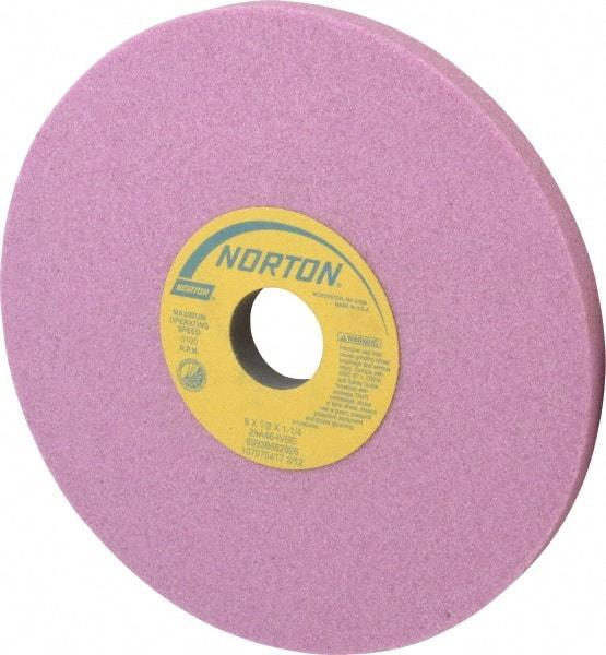 Norton - 8" Diam x 1-1/4" Hole x 1/2" Thick, I Hardness, 46 Grit Surface Grinding Wheel - Aluminum Oxide, Type 1, Coarse Grade, 3,105 Max RPM, Vitrified Bond, No Recess - Eagle Tool & Supply