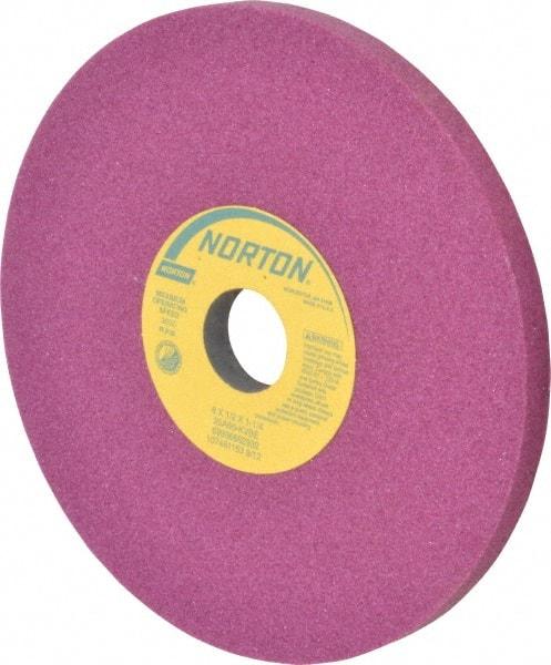 Norton - 8" Diam x 1-1/4" Hole x 1/2" Thick, K Hardness, 60 Grit Surface Grinding Wheel - Aluminum Oxide, Type 1, Medium Grade, 3,600 Max RPM, Vitrified Bond, No Recess - Eagle Tool & Supply