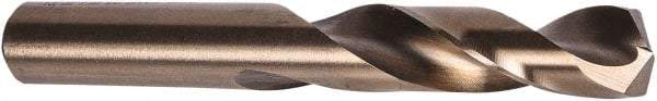 Precision Twist Drill - 0.358" 135° Spiral Flute Cobalt Screw Machine Drill Bit - Oxide/Gold Finish, Right Hand Cut, 1-3/4" Flute Length, 3-1/16" OAL, Split Point, Straight Shank - Eagle Tool & Supply