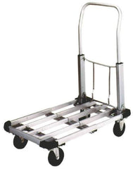Value Collection - 350 Lb Capacity Aluminum Platform Truck - Aluminum Deck, 16" OAW, Hard Rubber Casters - Eagle Tool & Supply