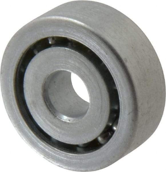 Value Collection - 5/16" Bore Diam, 1-1/16" OD, Open Unground Full Complement Radial Ball Bearing - 3/8" Wide, 1 Row, Round Bore, 484 Lb Dynamic Capacity - Eagle Tool & Supply