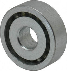 Value Collection - 3/8" Bore Diam, 1-1/8" OD, Open Unground Full Complement Radial Ball Bearing - 3/8" Wide, 1 Row, Round Bore, 533 Lb Dynamic Capacity - Eagle Tool & Supply