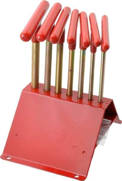 Made in USA - 7 Piece T-Handle Hex Key Set - Hex Range 7/64 to 1/4", 7" OAL, Chromalloy Steel - Eagle Tool & Supply