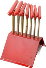 Made in USA - 7 Piece T-Handle Hex Key Set - Hex Range 7/64 to 1/4", 7" OAL, Chromalloy Steel - Eagle Tool & Supply
