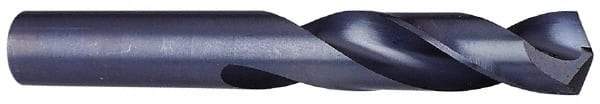 Interstate - 61/64" 118° Spiral Flute High Speed Steel Screw Machine Drill Bit - Oxide Finish, Right Hand Cut, 3-7/8" Flute Length, 5-7/8" OAL, Standard Point, Straight Shank - Eagle Tool & Supply