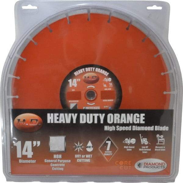 Core Cut - 14" Diam, 1" Arbor Hole Diam, Wet & Dry Cut Saw Blade - Diamond-Tipped, Standard Round Arbor - Eagle Tool & Supply