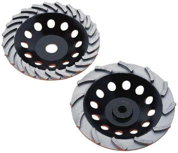 Core Cut - 4" Diam, 7/8" Hole Size, 3/16" Overall Thickness, Spiral Cup Tool & Cutter Grinding Wheel - Medium Grade, Diamond, 15,000 RPM - Eagle Tool & Supply