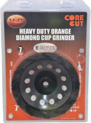 Core Cut - 7" Diam, 3/16" Overall Thickness, Spiral Cup Tool & Cutter Grinding Wheel - Diamond, 8,725 RPM - Eagle Tool & Supply