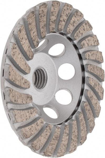Core Cut - 4" Diam, 3/16" Overall Thickness, Spiral Cup Tool & Cutter Grinding Wheel - Fine Grade, Diamond, 15,000 RPM - Eagle Tool & Supply