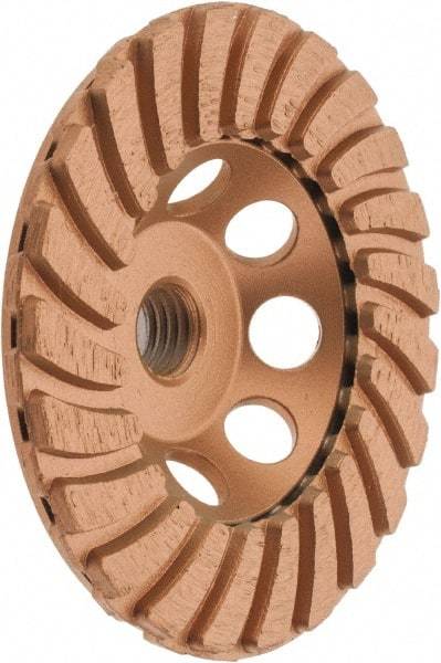 Core Cut - 4" Diam, 3/16" Overall Thickness, Spiral Cup Tool & Cutter Grinding Wheel - Coarse Grade, Diamond, 15,000 RPM - Eagle Tool & Supply