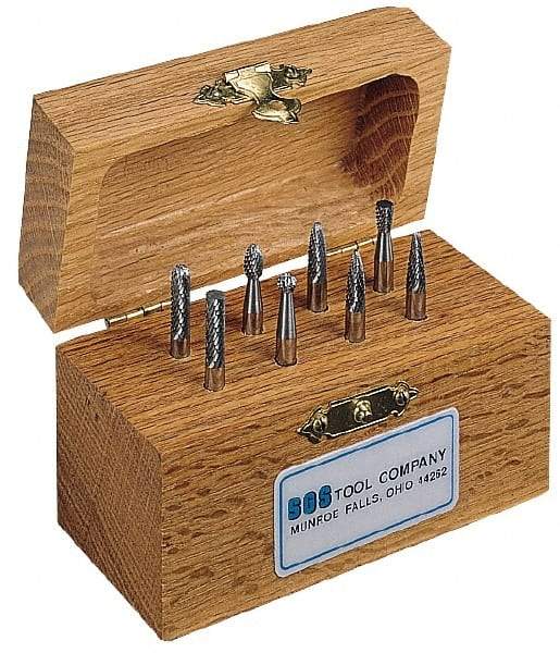 SGS Pro - 8 Piece, 3/16" Shank Burr Set - Tungsten Carbide - Eagle Tool & Supply