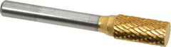 SGS Pro - 3/8" Cut Diam, 1/4" Shank Diam, Cylinder Head Double Cut Burr - Carbide, Flat End, 3/4" LOC, 2-1/2" OAL - Eagle Tool & Supply