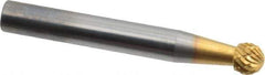 SGS Pro - 1/4" Cut Diam, 1/4" Shank Diam, Ball Head Double Cut Burr - Carbide, Radius End, 7/32" LOC, 2" OAL - Eagle Tool & Supply