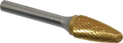 SGS Pro - 1/2" Cut Diam, 1/4" Shank Diam, Tree with Radius Head Double Cut Burr - Carbide, Radius End, 1" LOC, 2-3/4" OAL - Eagle Tool & Supply