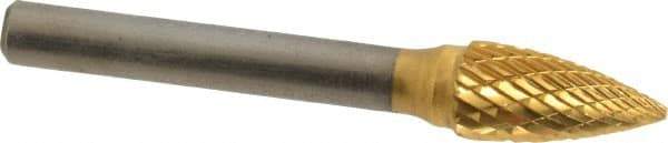 SGS Pro - 3/8" Cut Diam, 1/4" Shank Diam, Tree Head Double Cut Burr - Carbide, Point End, 3/4" LOC, 2-1/2" OAL - Eagle Tool & Supply