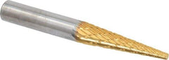 SGS Pro - 1/4" Cut Diam, 1/4" Shank Diam, Cone Head Double Cut Burr - Carbide, Point End, 1" LOC, 2" OAL - Eagle Tool & Supply