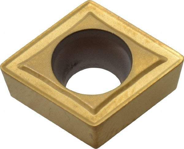 Kennametal - CCMT32.51 MW Grade KT315 Cermet Turning Insert - TiN/TiCN/TiN Finish, 80° Diamond, 3/8" Inscr Circle, 5/32" Thick, 1/64" Corner Radius - Eagle Tool & Supply