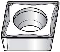 Kennametal - CPMT32.51 FW Grade KT315 Cermet Turning Insert - TiN/TiCN/TiN Finish, 80° Diamond, 3/8" Inscr Circle, 5/32" Thick, 1/64" Corner Radius - Eagle Tool & Supply