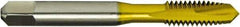 Vermont Tap & Die - 5/8-11 UNC, 3 Flute, TiN Finish, High Speed Steel Spiral Point Tap - Plug Chamfer, Right Hand Thread, 3-13/16" OAL, 1-13/16" Thread Length, 12.19mm Shank Diam, 2/2B Class of Fit, Series TN3112 - Exact Industrial Supply