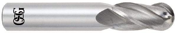 OSG - 7/16" Diam, 1" LOC, 4 Flute Solid Carbide Ball End Mill - TiAlN Finish, Single End, 2-3/4" OAL, 7/16" Shank Diam, Spiral Flute - Eagle Tool & Supply