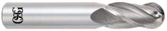 OSG - 7/16" Diam, 1" LOC, 4 Flute Solid Carbide Ball End Mill - TiAlN Finish, Single End, 2-3/4" OAL, 7/16" Shank Diam, Spiral Flute - Eagle Tool & Supply