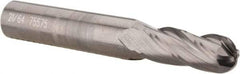 OSG - 21/64" Diam, 7/8" LOC, 4 Flute Solid Carbide Ball End Mill - Uncoated, Single End, 2-1/2" OAL, 3/8" Shank Diam, Spiral Flute - Eagle Tool & Supply
