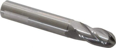 OSG - 23/64" Diam, 7/8" LOC, 4 Flute Solid Carbide Ball End Mill - Uncoated, Single End, 2-1/2" OAL, 3/8" Shank Diam, Spiral Flute - Eagle Tool & Supply