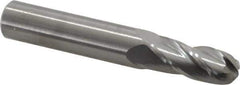OSG - 25/64" Diam, 1" LOC, 4 Flute Solid Carbide Ball End Mill - Uncoated, Single End, 2-3/4" OAL, 7/16" Shank Diam, Spiral Flute - Eagle Tool & Supply