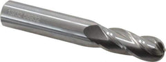 OSG - 13/32" Diam, 1" LOC, 4 Flute Solid Carbide Ball End Mill - Uncoated, Single End, 2-3/4" OAL, 7/16" Shank Diam, Spiral Flute - Eagle Tool & Supply