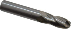 OSG - 27/64" Diam, 1" LOC, 4 Flute Solid Carbide Ball End Mill - Uncoated, Single End, 2-3/4" OAL, 7/16" Shank Diam, Spiral Flute - Eagle Tool & Supply