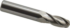 OSG - 29/64" Diam, 1" LOC, 4 Flute Solid Carbide Ball End Mill - Uncoated, Single End, 3" OAL, 1/2" Shank Diam, Spiral Flute - Eagle Tool & Supply