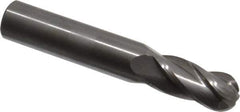 OSG - 15/32" Diam, 1" LOC, 4 Flute Solid Carbide Ball End Mill - Uncoated, Single End, 3" OAL, 1/2" Shank Diam, Spiral Flute - Eagle Tool & Supply