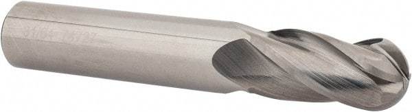 OSG - 31/64" Diam, 1" LOC, 4 Flute Solid Carbide Ball End Mill - Uncoated, Single End, 3" OAL, 1/2" Shank Diam, Spiral Flute - Eagle Tool & Supply